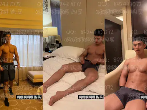Muscular athlete's nude private photoshoot in hotel